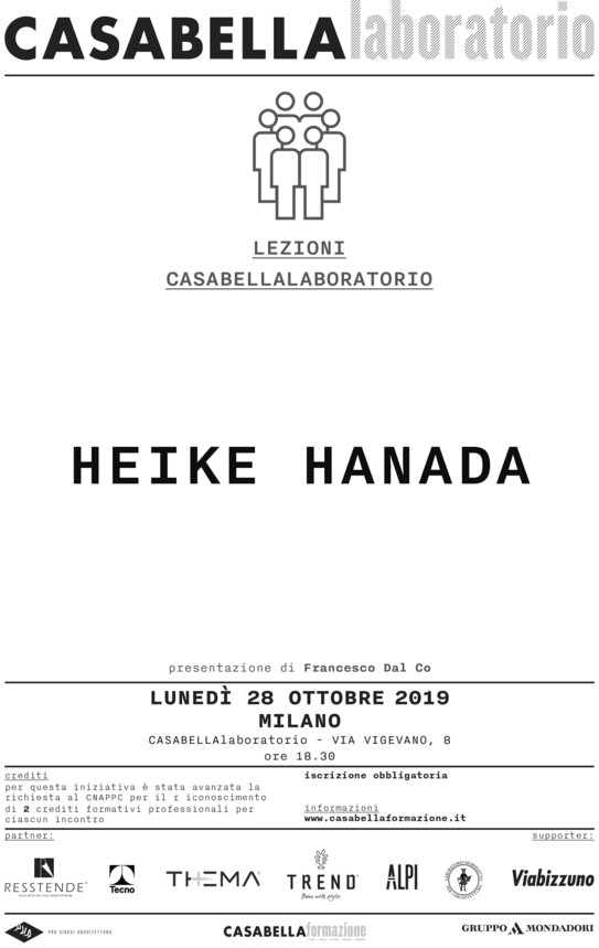Einladungsflyer zum Vortrag von Prof. Hanada im Casabella laboratorio Milano am 28.10.19
