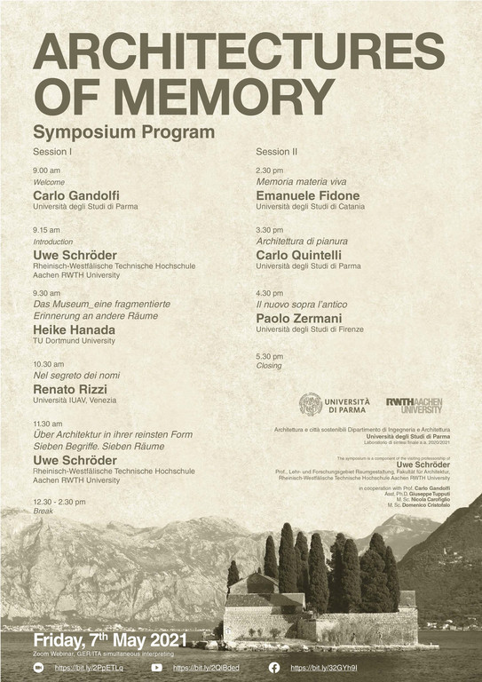 Detailliertes Programm des Symposiums "Architectures of memory" am 07.05.2021