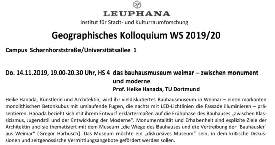 Einladungstext zum Vortrag in der Leuphana Lüneburg