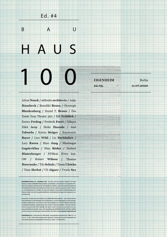 Infoflyer zur Bauhaus-Ausstellung in der Galerie Eigenheim Berlin vom 22.05. - 11.07.2020