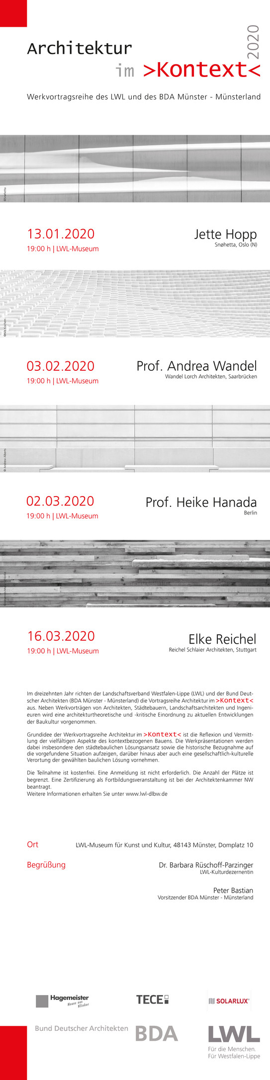 Programmübersicht der Vortragsreihe 1. Quartal 2020