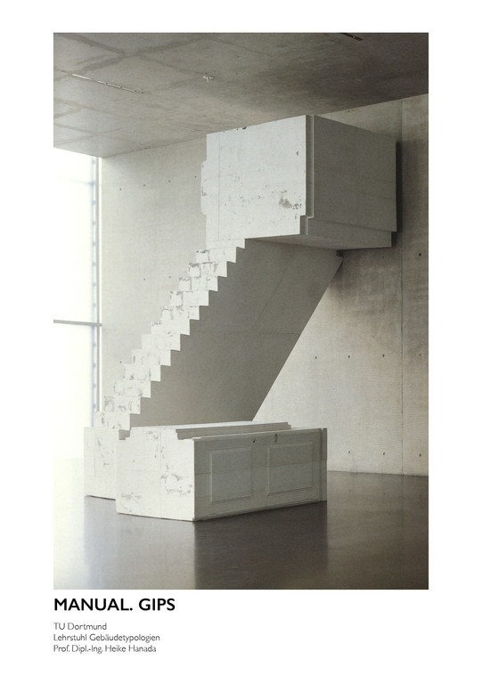 Deckblatt unseres Manuals Gips mit einer gegipsten Treppe