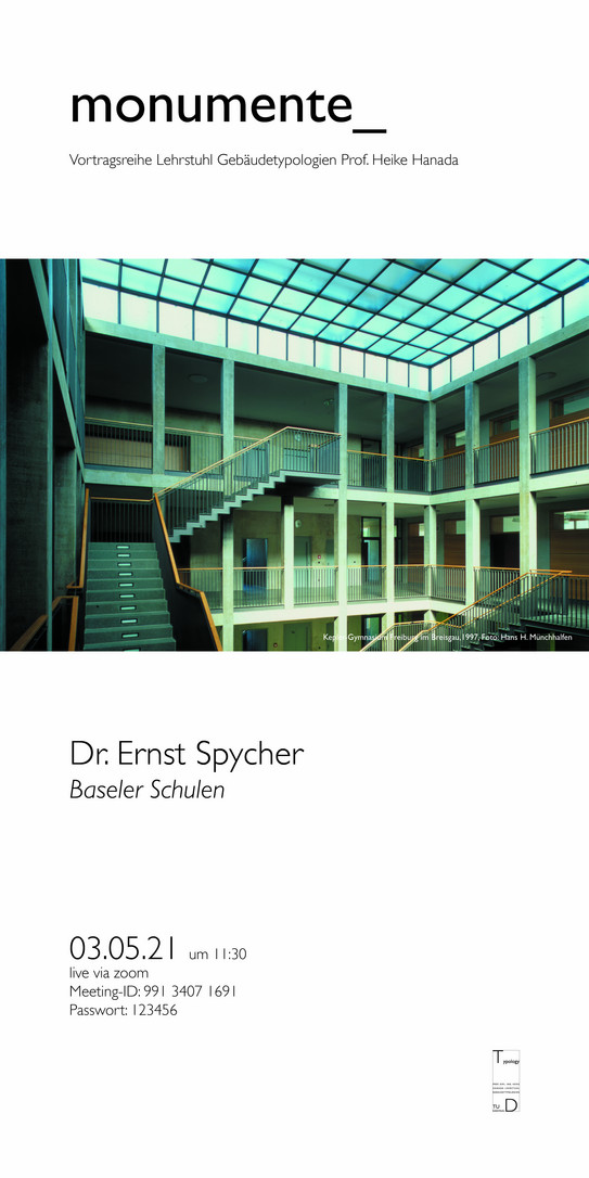 Einladungsflyer zum Gastvortrag von Dr. Ernst Spycher am 03.05.2021