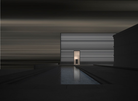 Animation für das illuminierte neue Bauhaus Museum Weimar bei Nacht 