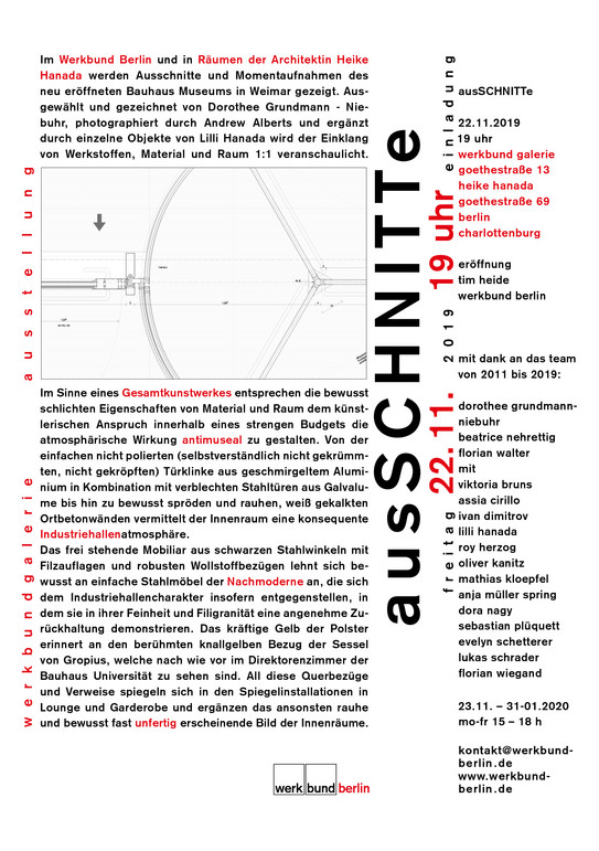 Einladung Ausstellung ausSCHNITTe vom Werkbund Berlin 