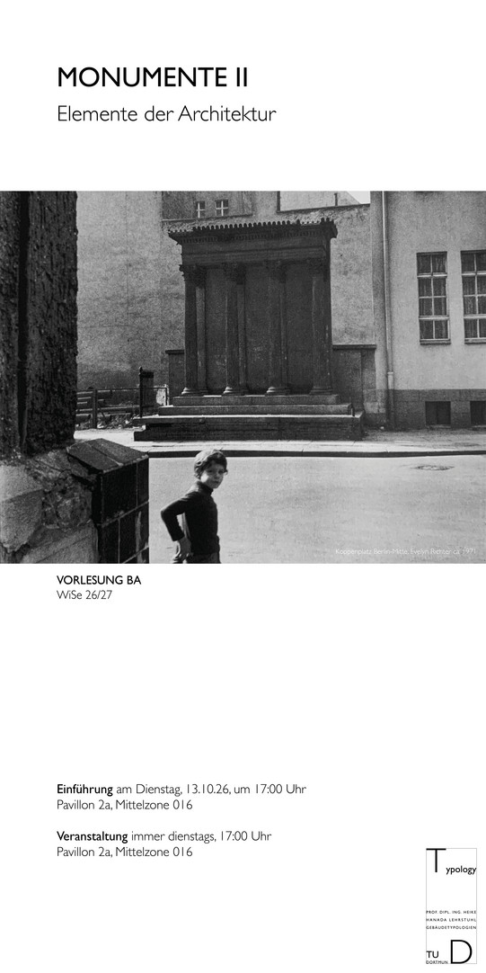 Plakat zu unserer Vorlesungsreihe Monumente_ im WS 2026/27