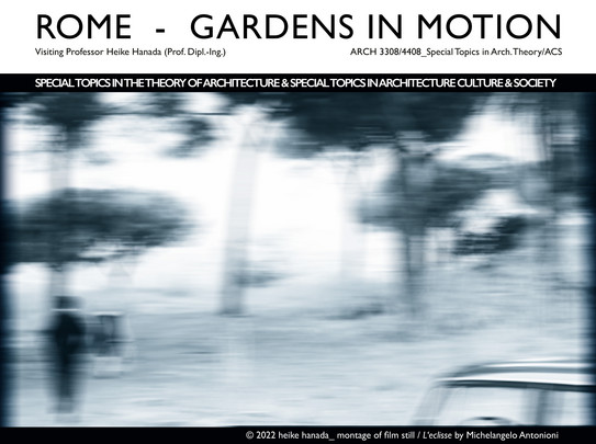 Poster 'Theory in Architecture' für die Gastprofessur von Prof. Heike Hanada an der Cornell University in Rom 2022