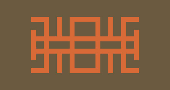 abstrakte grafische Strichzeichnung in orange und braun