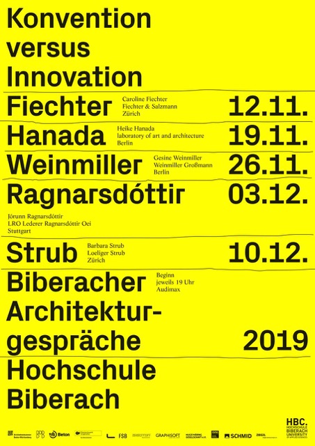 Einladungsflyer Architekturgespräche November - Dezember 2019 der FH Biberach